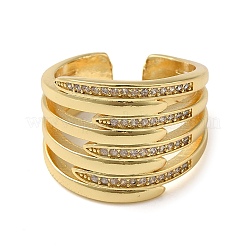 Brass Micro Pave Cubic Zirconia Open Cuff Ring&nbsp;RJEW-Q805-01G