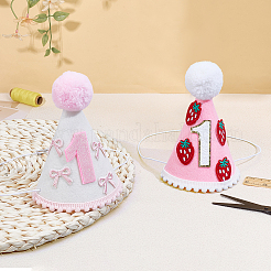 2Pcs 2 Colors Cloth Baby First Birthday Hat&nbsp;AJEW-BC0010-33