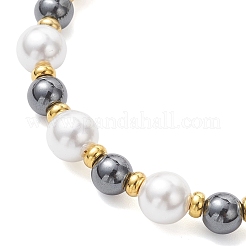 Shell Pearl & Non-Magnetic Synthetic Hematite Beaded Bracelets for Women&nbsp;BJEW-JB12897