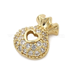 Bag Shape Brass Pave Clear Cubic Zirconia Cabochons&nbsp;KK-A275-33A-G