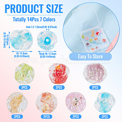 14Pcs 7 Colors Handmade Foil Lampwork Beads&nbsp;FOIL-TA0001-07