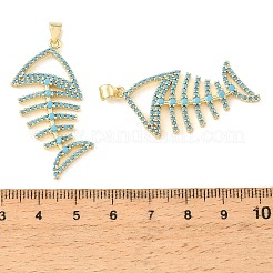 Brass Micro Pave Sky Blue Cubic Zirconia Pendants&nbsp;CU-CBA6938-05G-01