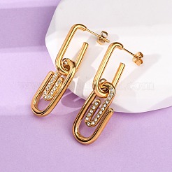 304 Stainless Steel Paper Clip Dangle Stud Earrings&nbsp;EJEW-S279-03G