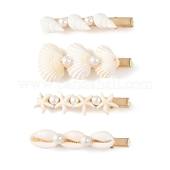 4Pcs 4 Styles Natural Shell Alligator Hair Clips&nbsp;PHAR-TA000002