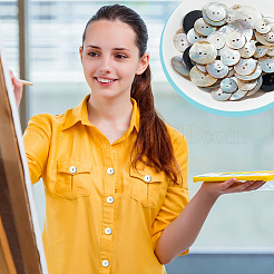 160Pcs 8 Styles 2-Hole Flat Round Mother of Pearl Buttons&nbsp;SHEL-GA0001-18