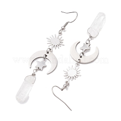 Rough Natural Quartz Crystal Dangle Earrings&nbsp;EJEW-JE05877-01