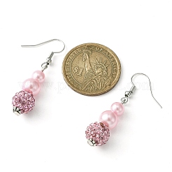 Glass Rhinestone Round Beads Dangle Earrings&nbsp;EJEW-JE05438