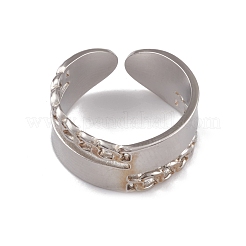Non-Tarnish 304 Stainless Steel Curb Chains Shape Open Cuff Rings for Women&nbsp;RJEW-G285-35P