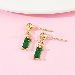 Brass Micro Pave Cubic Zirconia Dangle Stud Earrings&nbsp;EJEW-Z115-05G