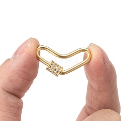 Brass Micro Pave Cubic Zirconia Screw Carabiner Lock Charms&nbsp;ZIRC-G160-60G
