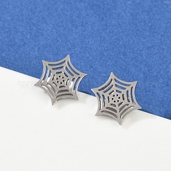 Non-Tarnish 304 Stainless Steel Spider Web Stud Earrings&nbsp;X-EJEW-G294-01P