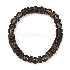 Natural Coconut Rondelle Beads Stretch Bracelets for Women&nbsp;BJEW-JB11635-01