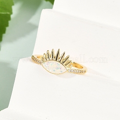Eye Brass Micro Pave Clear Cubic Zirconia Open Cuff Rings for Women&nbsp;RJEW-G343-29G-01