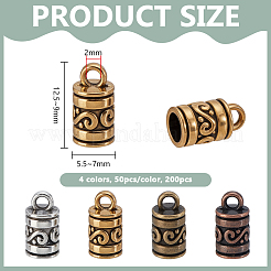 200Pcs 4 Styles Tibetan Style Alloy Cord Ends&nbsp;FIND-PH0061-93