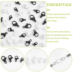 48Pcs 8 Styles Spray Painted 304 Stainless Steel Lobster Claw Clasps&nbsp;STAS-UN0050-07