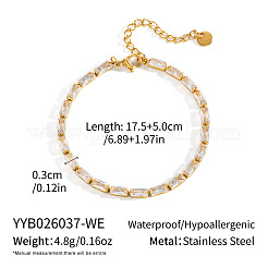304 Stainless Steel Pave Rectangle Cubic Zirconia Tennis Bracelets for Women&nbsp;ZP9191-2