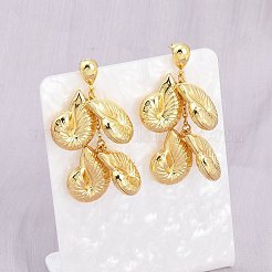 304 Stainless Steel Dangle Stud Earrings&nbsp;EJEW-P325-05G-G