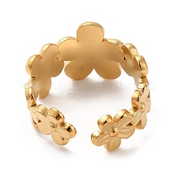 304 Stainless Steel Flower Open Cuff Rings for Women&nbsp;RJEW-D012-09G