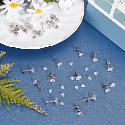 15 Pairs 3 Styles Cubic Zirconia Ear Studs&nbsp;STAS-UN0022-47