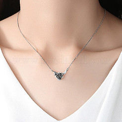 Vintage Brass Rose Flower Pendant Necklaces for Women&nbsp;WGA801E-01