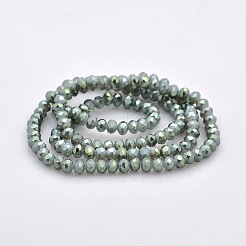 Full Rainbow Plated Faceted Rondelle Imitation Jade Glass Beads Strands&nbsp;GLAA-A024C-FR01