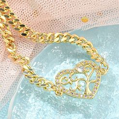 Brass Micro Pave Cubic Zirconia Link Bracelets&nbsp;LS-BJEW-S158-13G-B