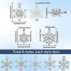32Pcs 8 Styles Alloy Rhinestone Pendants&nbsp;ALRI-SC0001-59