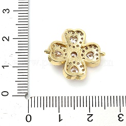 Brass Clear Cubic Zirconia Flower Connector Charms&nbsp;KK-L229-065G