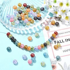 100Pcs Crackle & Baking Paint Transparent Glass Beads&nbsp;GLAA-CJ0003-03