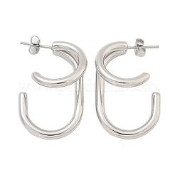 304 Stainless Steel Two-layer C-Shaped Stud Earrings&nbsp;EJEW-Z098-18P