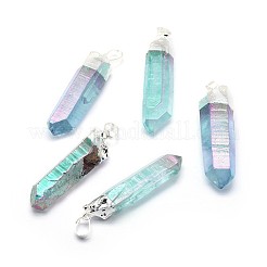 Faceted Natural Quartz Crystal Pointed Pendants&nbsp;G-F582-I