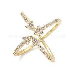 Cubic Zirconia Criss Cross with Arrow Open Cuff Ring&nbsp;RJEW-K240-04G