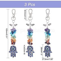 3Pcs Natural & Synthetic Gemstone Chips Cluster Pendant Decoration&nbsp;HJEW-CA0001-35