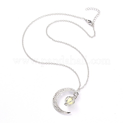 Luminous Alloy Locket Pendant Necklaces&nbsp;NJEW-F284-05A