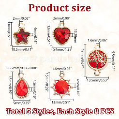 40Pcs 5 Styles Glass Pendants&nbsp;GLAA-GA0001-93