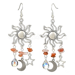 3 Pairs 3 Style Natural Mixed Gemstone Chips Chandelier Earrings&nbsp;EJEW-TA00337