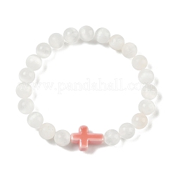 Natural Selenite & Porcelain Beaded Stretch Bracelets for Women&nbsp;BJEW-JB13825
