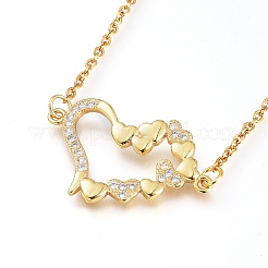 Brass Cubic Zirconia Pendant Necklace & Stud Earring Jeweley Sets&nbsp;SJEW-L154-11G