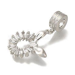 Rack Plating Brass Pave Clear Cubic Zirconia European Dangle Charms&nbsp;KK-H485-21G