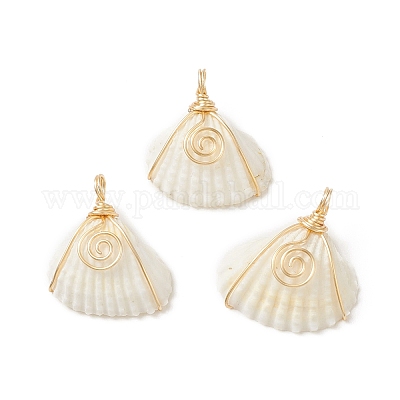 Natural Spiral Shell Copper Wire Wrapped Pendants&nbsp;PALLOY-TA00015-1