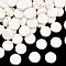 Handmade Porcelain Beads, Bright Glazed Porcelain, Flat Round, White, 15x14x7mm