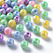 Opaque Acrylic Beads, AB Color Plated, Round, Mixed Color, 6x5mm, Hole: 1.8mm, about 4400pcs/500g