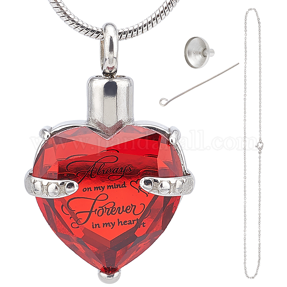 MeiceM Always In My Heart Urn Necklace - Cremation Jewelry, Ash Holder Pendant With 20" Chain