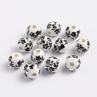 Floral Printed Porcelain Beads&nbsp;PORC-Q201-8mm-5