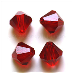 Imitation Austrian Crystal Beads, Grade AAA, K9 Glass, Faceted, Bicone, Dark Red, 8x8mm, Hole: 0.9~1mm
