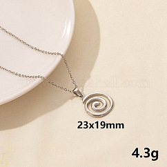 304 Stainless Steel Spiral Pendant Necklaces, Cable Chain Necklaces for Women