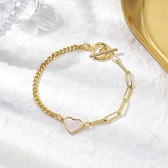 Brass Shell Heart Link Bracelets&nbsp;BJEW-JB10395