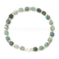 Natural Gemnstone & Brass & Shell Pearl Beaded Stretch Bracelets for Women&nbsp;BJEW-JB13499