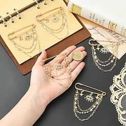 5Pcs Rhinestone Eye & Alloy Star Charms Safety Pin Brooch&nbsp;JEWB-CJ0003-44