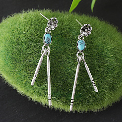 Alloy and Synthetic Turquoise Stud Earrings&nbsp;FS-WG2C5AC-01